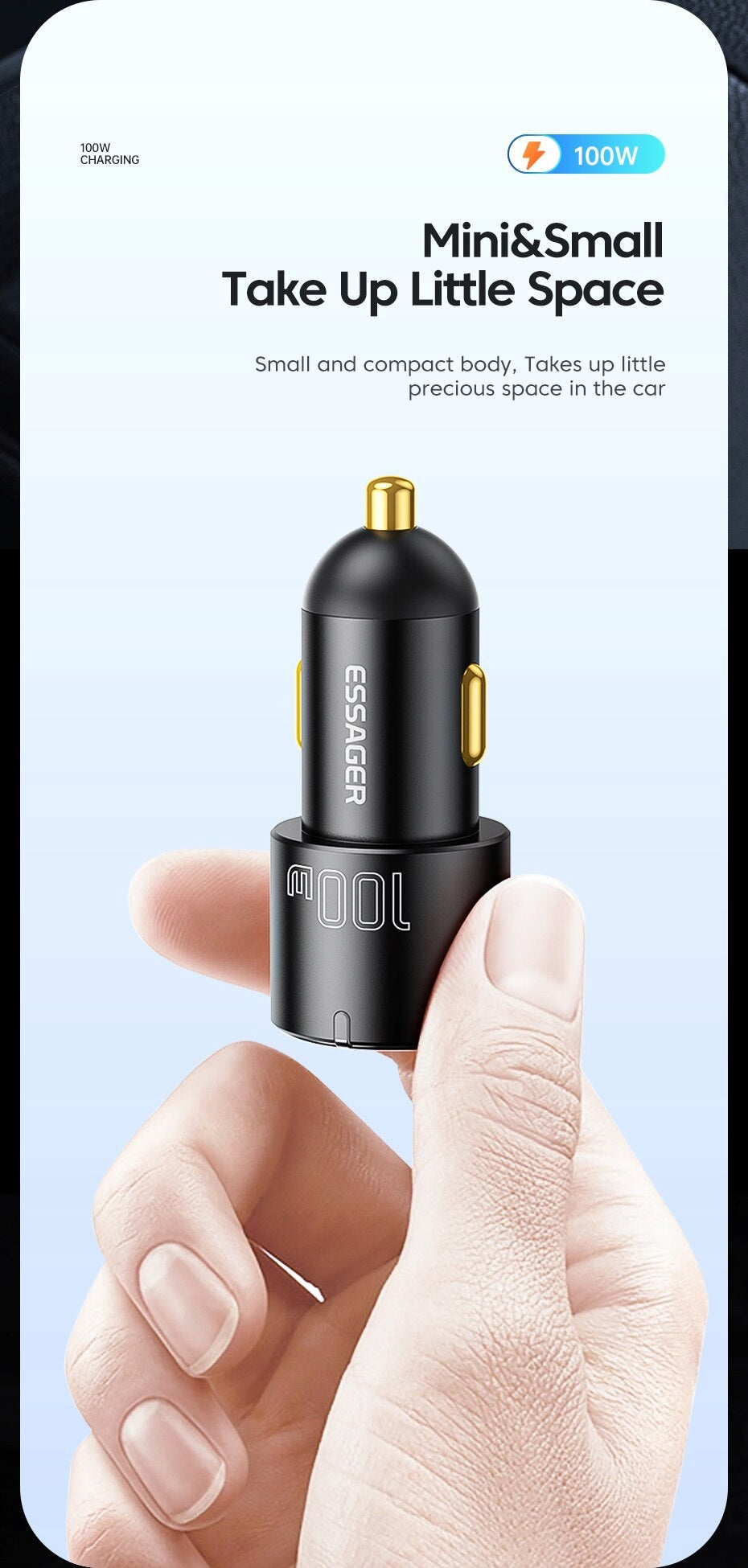 ESSAGER 100w car charger 